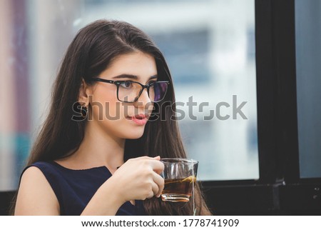 Similar – Schließen Sie ein Glas mit Milch über Blau.