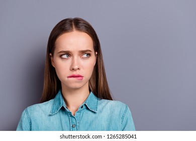 Close Portrait Sad Feeling Guilty Biting Stock Photo 1265285041 ...