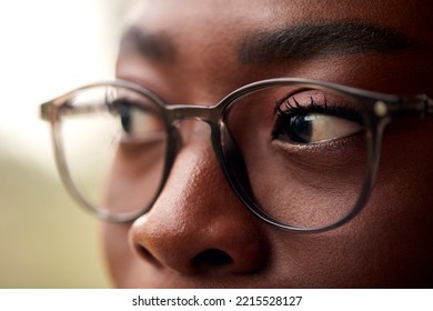 Close Up Portrait Showing Face Of Young Woman Wearing Glasses - Powered by Shutterstock