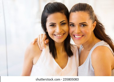 Close Up Portrait Of Two Beautiful Best Friends