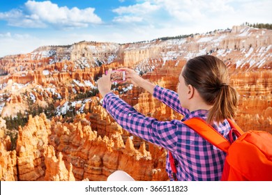 Close Portrait Of Woman Take Bryce Canyon Picture