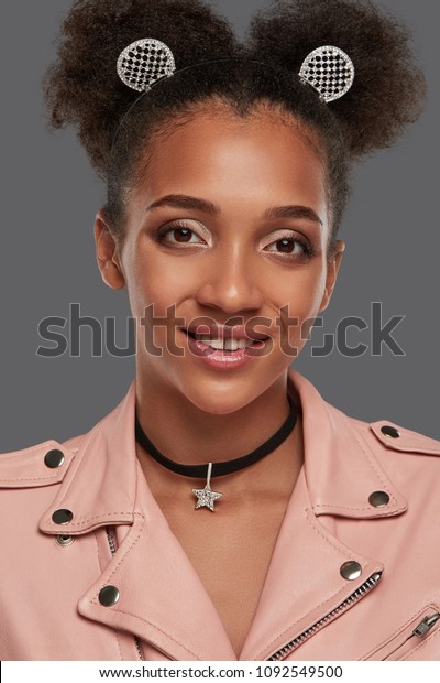 Close Portrait Young African Lady Double Stock Photo Edit