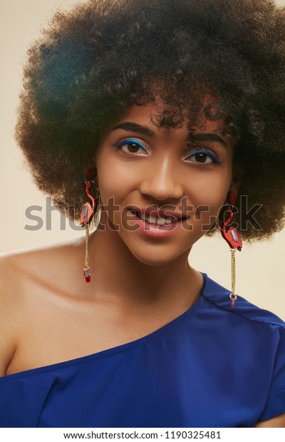 Close Portrait Young African Lady Short Stock Photo Edit Now