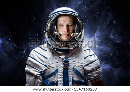 close up portrait of young astronaut completed space mission. Elements of this image furnished by nasa