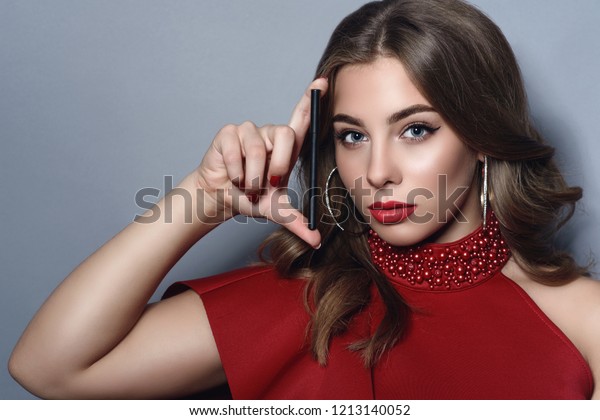 Close Portrait Young Beautiful Model Perfect Stock Photo Edit Now