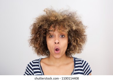 Close Portrait Young Black Woman Surprised Stock Photo 1100114408 ...