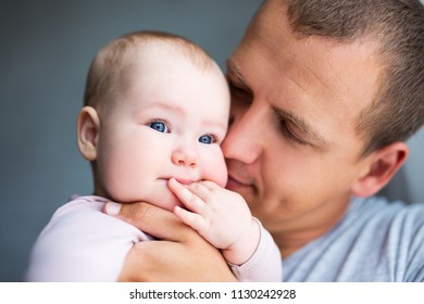 Close Portrait Young Father Kissing Cute Stock Photo Edit Now