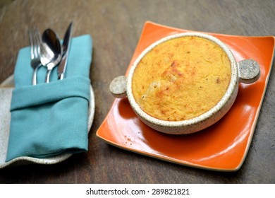 Close Up Pot Pie On Wood Table