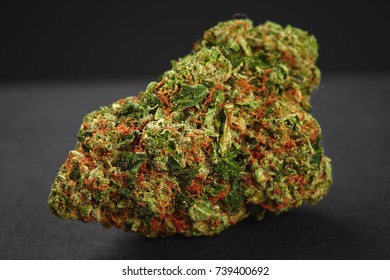 Close Up Of Prescription Medical Marijuana Strain Crazy Glue Flower Hybrid Isolated On Background