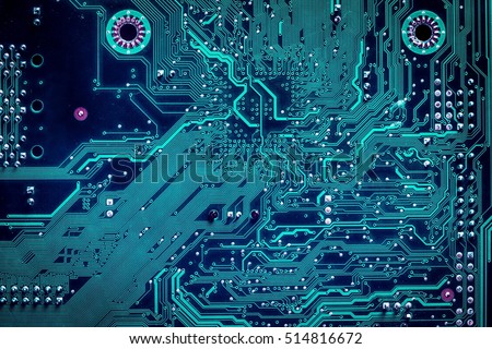 Close up of a printed computer circuit board