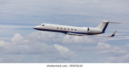 Close Up Of A Private Jet Flying