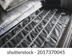 Close up of the process of  holofiber production. Selective focus.