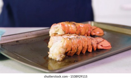 close up processing lobster into delicious food