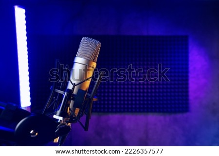 Close up of professional microphone in recording studio Stock foto © 