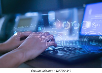 close up programmer man hand typing keyboard input code for register and unlock system password on laptop in darkness operation room with virtual reality interface, cyber security and gdpr concept - Powered by Shutterstock - Get 15% off with code: PIKWIZARD15