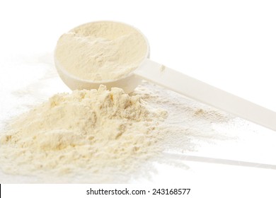 Close Up Of Protein Powder And Scoop