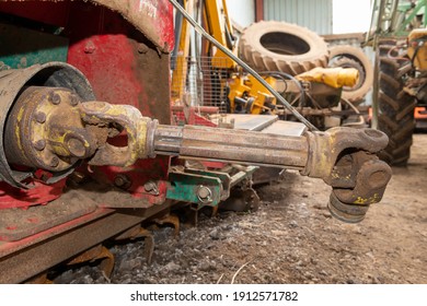 Close Up Of A Pto Shaft On A Farm Machine With A Missing Pto Guard