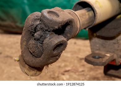 Close Up Of A Pto Shaft On A Farm Machine With A Missing Pto Guard