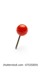 Close Up Of A Pushpin On White Background