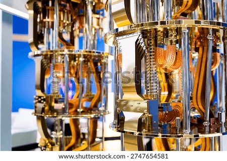 close up of quantum computer system, new advanced and innovative computing technology for data processing