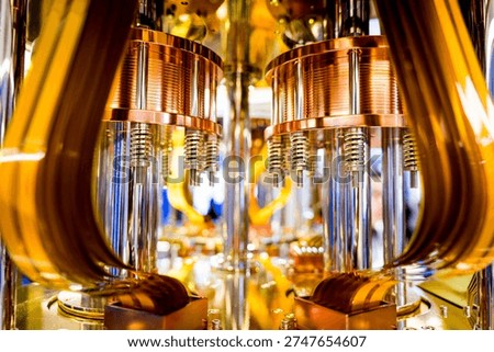 close up of quantum computer system, new advanced and innovative computing technology for data processing