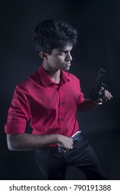 Close Quarters Combat Position With A Knife And A Gun