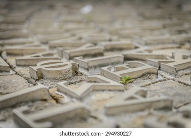 Close Up Of Raised Greek Letters.