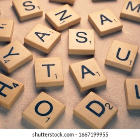 Close Up Of Random Scrabble Alphabet Letters