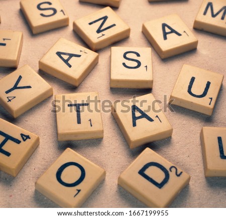Close up of random scrabble alphabet letters