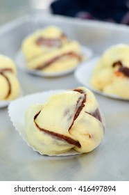 close up of raw bun