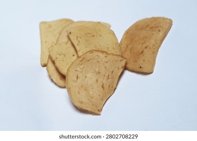 Close Up of Raw Chips Isolated on White Background with Crispy Snack Texture Detail Scene