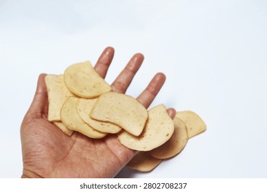 Close Up of Raw Chips Isolated on White Background with Crispy Snack Texture Detail Scene