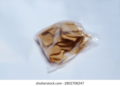 Close Up of Raw Chips Isolated on White Background with Crispy Snack Texture Detail Scene