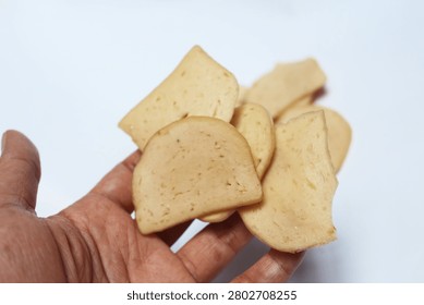 Close Up of Raw Chips Isolated on White Background with Crispy Snack Texture Detail Scene