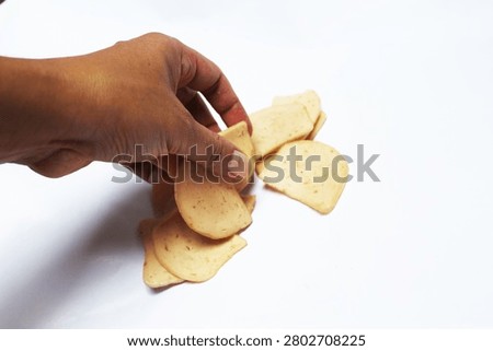 Close Up of Raw Chips Isolated on White Background with Crispy Snack Texture Detail Scene