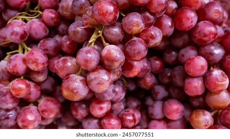 Close up of raw organic sweet red grapes background, wine grapes texture, Healthy fruits Red wine grapes background, top view - Powered by Shutterstock