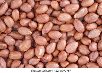 close up of raw shelled monkey nuts large pale skin peanuts food background 