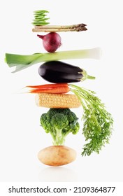 Close Up Raw Vegetables Balancing