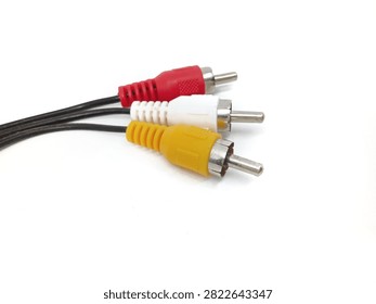 Close up of a RCA cable isolated on white background