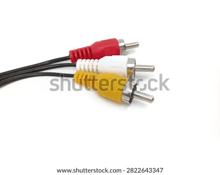 Close up of a RCA cable isolated on white background