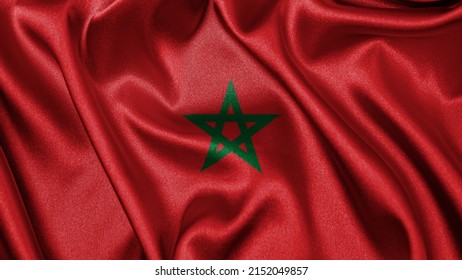 Close up realistic texture fabric textile silk satin flag of Morocco waving fluttering background. National symbol of the country. 18th of November, Happy Day concept - Powered by Shutterstock