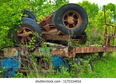 Close Up Of The Rear End Of A Semi Trailer 