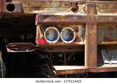 Close Up Of The Rear End Of A Semi Trailer 