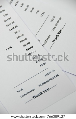 close receipt paper grocery shopping list stock photo edit now