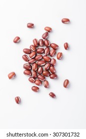 Close Up Of Red Beans On The White Background, Top View