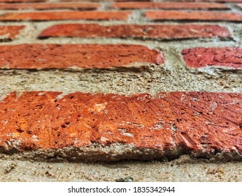 Close up of red brick wall texture background.