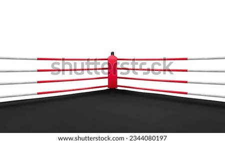 Close up red corner in boxing ring isolated on white background