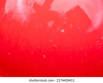 Close Up Of Red Metallic Paint Coating Car Body