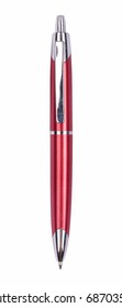 Close Up Of Red Pen Isolated With Clipping Path On White