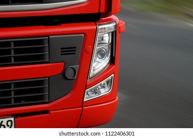 Close up of a red truck